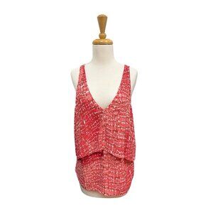 White House Black Market Tiered Croc Print Top Size M Medium Red